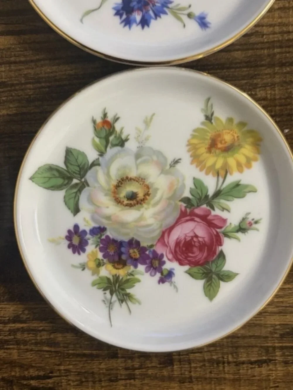Vintage Furstenberg Ancestral Dresden Floral Porcelain Coasters Germany Set of 6